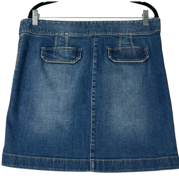 Ann Taylor LOFT Denim Mini Skirt Blue Size 10 Medium Wash Straight Stretch 90s - Picture 2 of 8